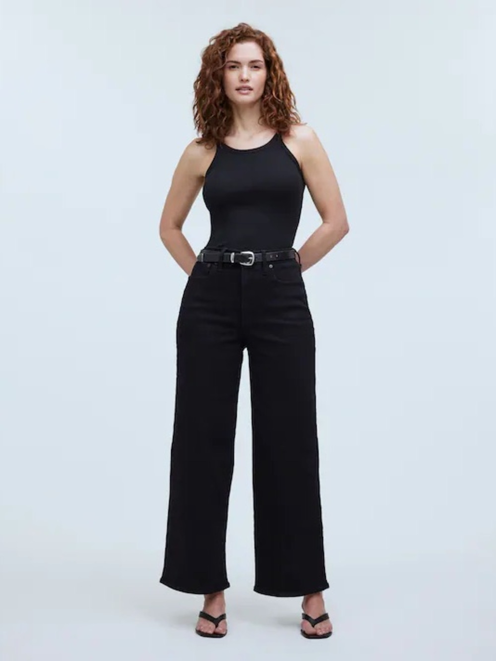 Madewell Washed Black High-Rise Jeans (Curvy Wide Leg)